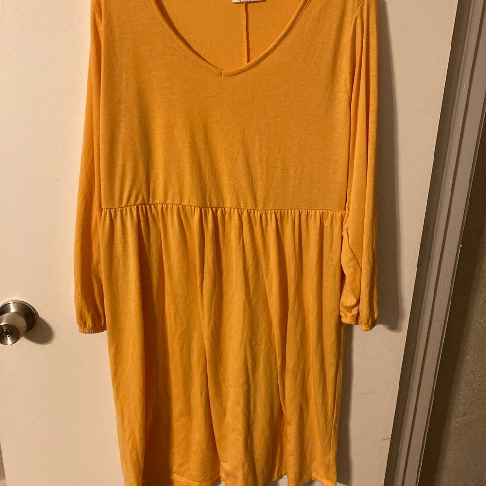 Yellow long sleeve dress 1x